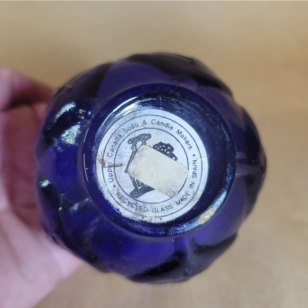Upper Canada Soap & Candle Makers Glass Tulip Bowl candle holder Cobalt Blue 2" - Picture 3 of 6